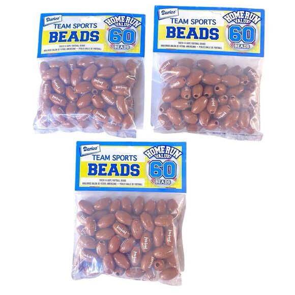 Darice NWT Team Sport Football Beads 3 Packs of 60 Each - Picture 1 of 4